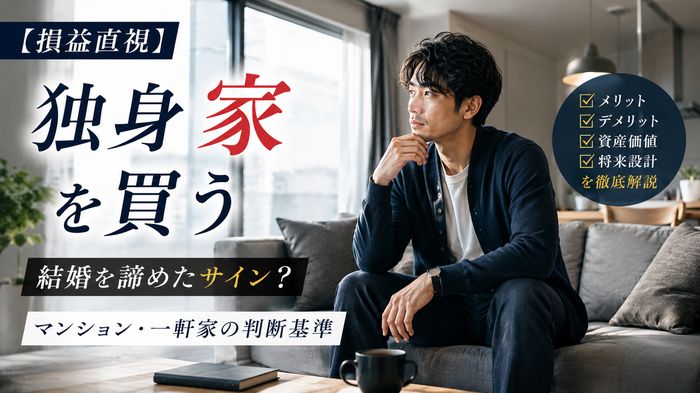 【損益直視】独身が家を買うのは結婚を諦めたサイン?マンション・一軒家の判断基準