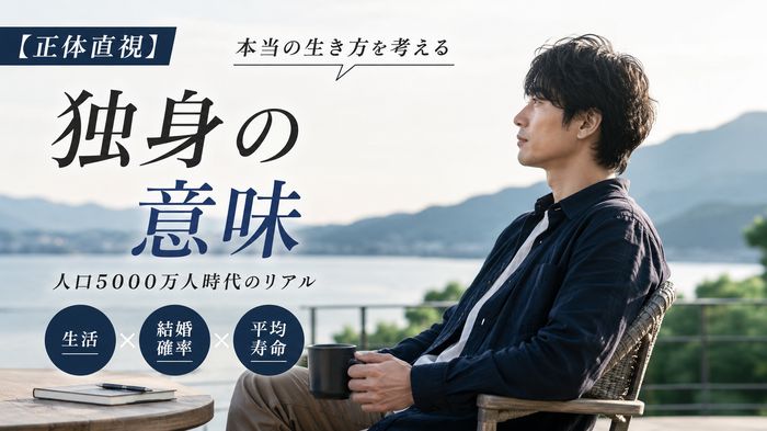 【正体直視】独身の意味と本当の生き方!人口5000万人時代の生活・結婚確率・平均寿命